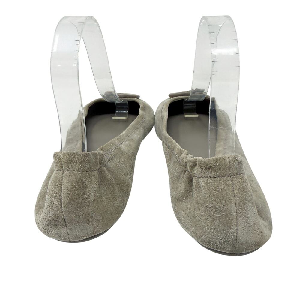 Tory Burch Taupe Suede Minnie Ballet Flats Women's Size 8.5 VGUC T Logo Detail - Picture 4 of 9